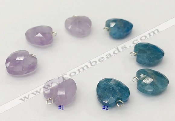 NGP9700 12mm faceted heart  mixed gemstone pendants wholesale