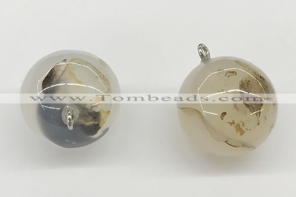 NGP9842 20mm round montana agate gemstone pendants