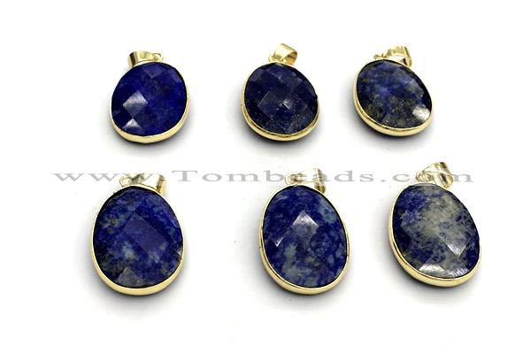 NGP9881 17*22mm faceted oval lapis lazuli pendant