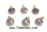 NGP9897 16mm faceted coin amethyst pendant