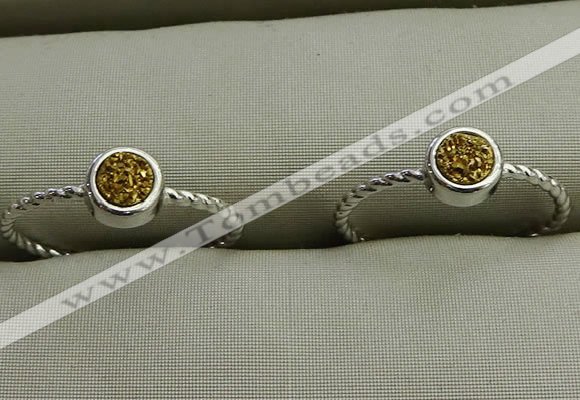 NGR1027 4mm coin plated druzy agate rings wholesale