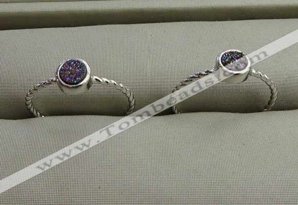 NGR1028 4mm coin plated druzy agate rings wholesale