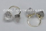 NGR103 13*18mm - 15*20mm faceted nuggets white crystal rings