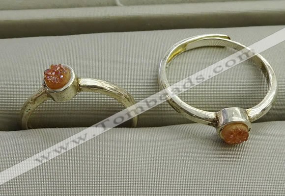 NGR1039 4mm coin plated druzy agate rings wholesale