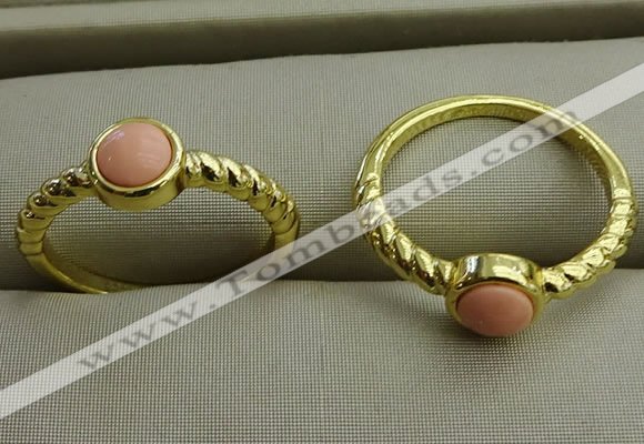 NGR1049 4mm coin synthetic coral rings wholesale