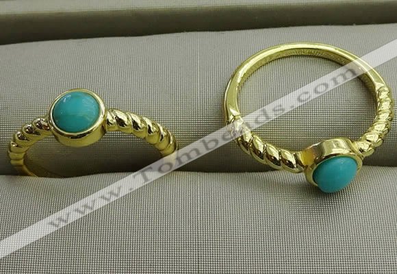 NGR1050 4mm coin synthetic turquoise rings wholesale