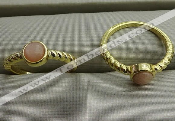 NGR1051 4mm coin moonstone gemstone rings wholesale