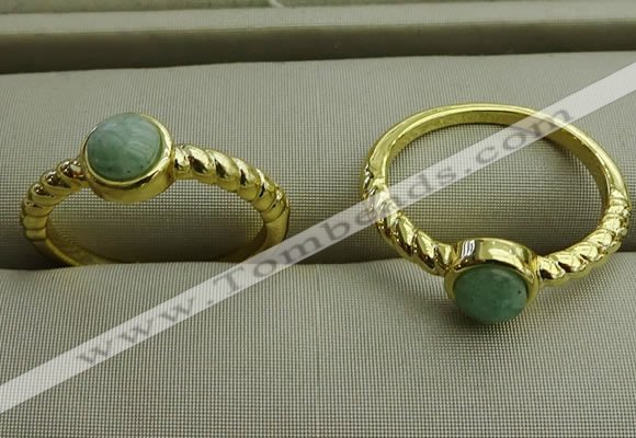 NGR1052 4mm coin amazonite gemstone rings wholesale