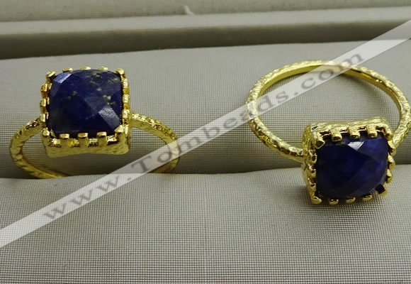 NGR1075 8*8mm square lapis lazuli gemstone rings wholesale