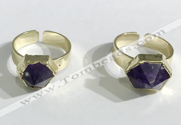 NGR1083 11*11mm - 13*13mm faceted nuggets amethyst gemstone rings wholesale