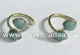 NGR1094 8*10mm faceted flat droplet amazonite rings wholesale