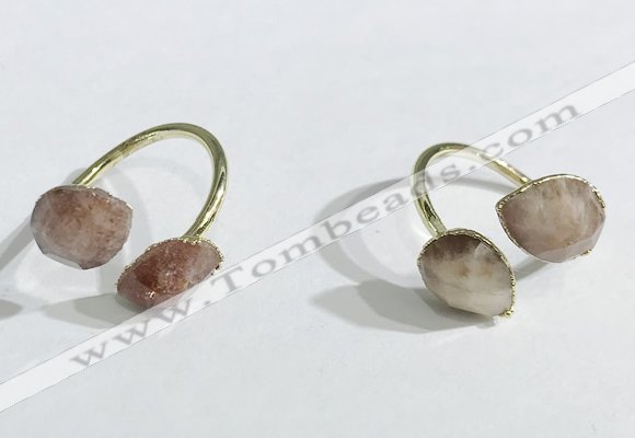 NGR1096 8*10mm faceted flat droplet moonstone rings wholesale