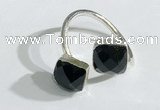 NGR1098 8mm faceted square  black agate gemstone rings wholesale