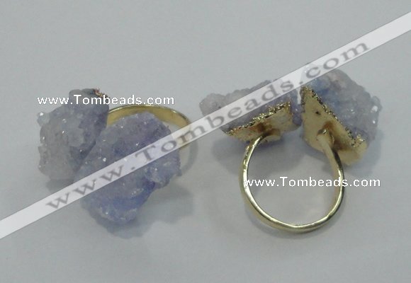 NGR11 15*20mm - 20*25mm nuggets plated druzy quartz rings