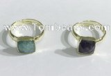 NGR1104 10mm faceted square  mixed gemstone rings wholesale