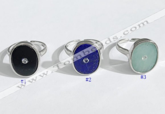 NGR1125 14*17mm oval mixed gemstone rings wholesale