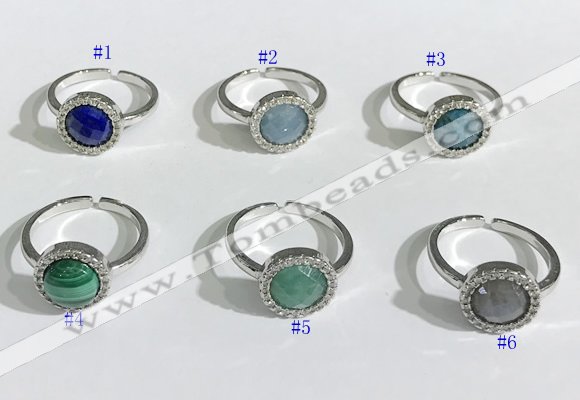 NGR1133 11mm flat round mixed gemstone gemstone rings wholesale