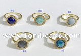 NGR1134 11mm flat round mixed gemstone gemstone rings wholesale