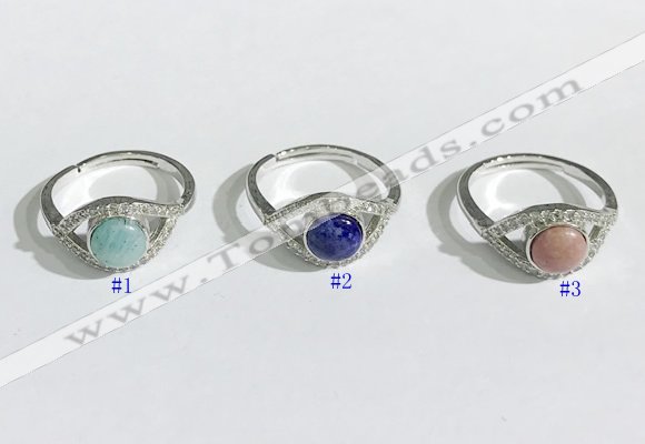 NGR1137 7mm flat round mixed gemstone gemstone rings wholesale