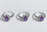 NGR1145 6*8mm faceted oval amethyst gemstone rings wholesale