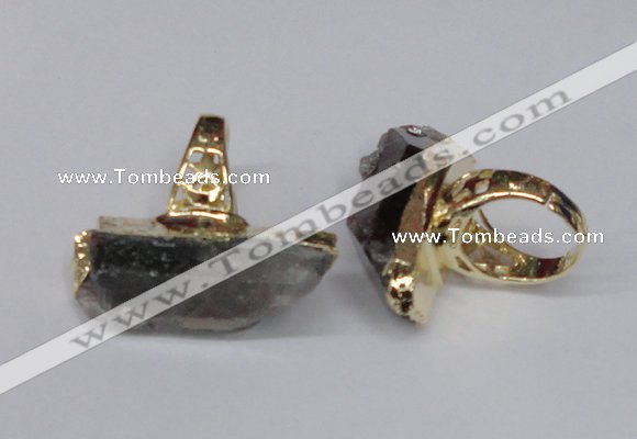 NGR116 15*35mm - 18*40mm faceted nuggets smoky quartz rings