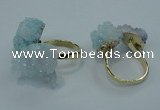 NGR12 15*20mm - 20*25mm nuggets plated druzy quartz rings