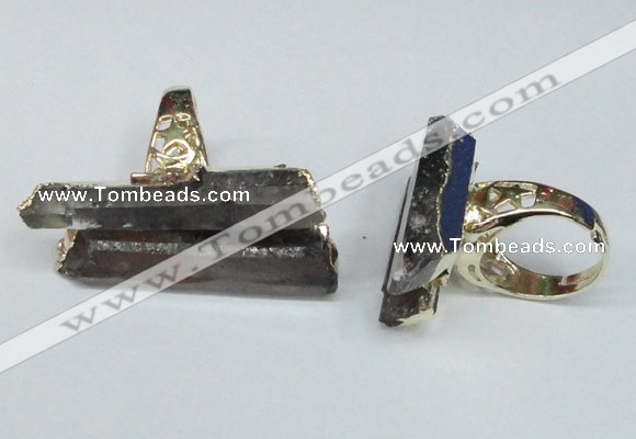 NGR120 12*35mm - 15*40mm faceted nuggets smoky quartz rings
