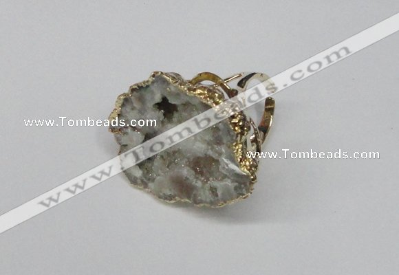 NGR124 30*40mm - 35*45mm freeform plated druzy quartz rings