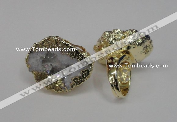 NGR125 30*40mm - 35*45mm freeform plated druzy quartz rings