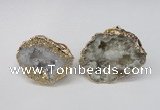 NGR126 30*40mm - 35*45mm freeform plated druzy quartz rings