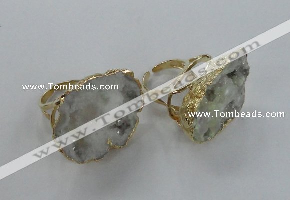 NGR127 30*35mm - 35*40mm freeform plated druzy quartz rings