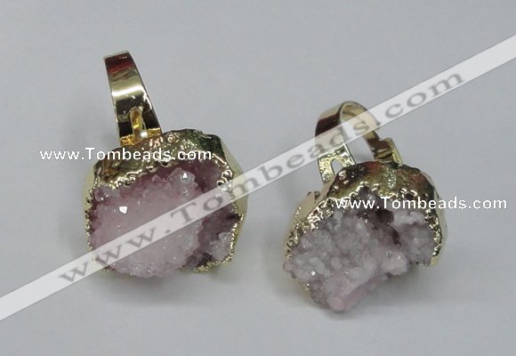 NGR130 18*25mm - 20*25mm freeform plated druzy quartz rings