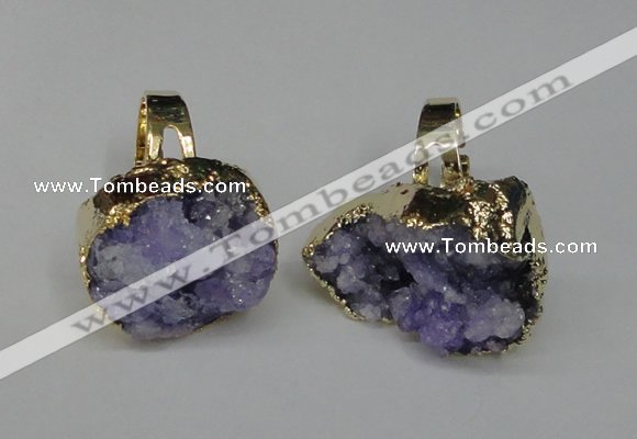 NGR131 18*25mm - 20*25mm freeform plated druzy quartz rings