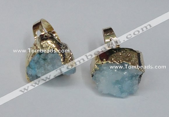 NGR132 18*25mm - 20*25mm freeform plated druzy quartz rings