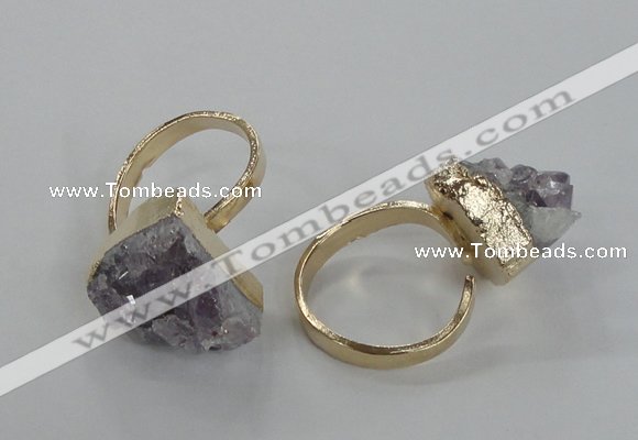 NGR135 15*20mm - 18*25mm freeform plated druzy amethyst rings