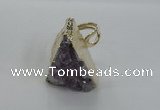 NGR137 25*30mm triangle plated druzy amethyst rings wholesale