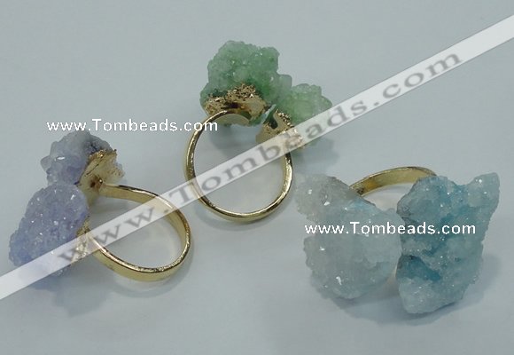 NGR15 15*20mm - 20*25mm nuggets plated druzy quartz rings