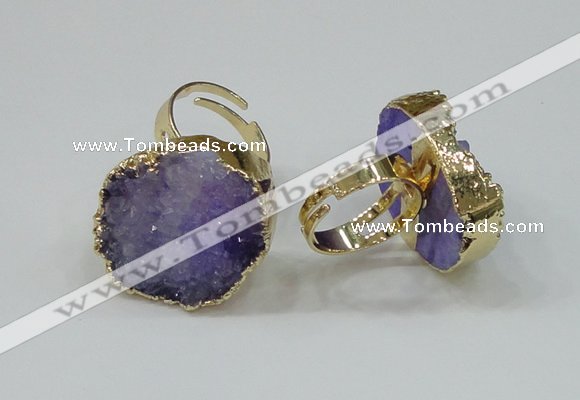 NGR160 22*30mm - 25*30mm freeform druzy agate rings wholesale