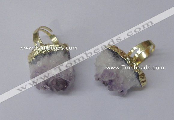 NGR166 18*25mm - 20*25mm freeform druzy amethyst rings wholesale