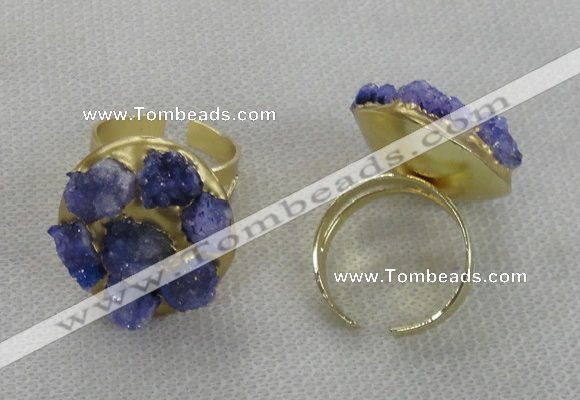 NGR177 25*30mm druzy agate gemstone rings wholesale