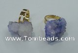 NGR18 18*25mm - 25*30mm nuggets plated druzy quartz rings