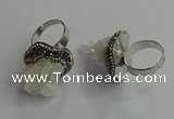 NGR2003 25mm flower druzy quartz rings wholesale