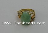 NGR2008 10*15mm faceted oval green aventurine gemstone rings