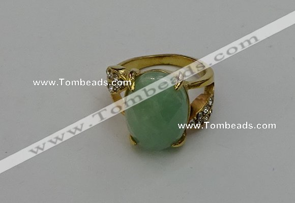 NGR2008 10*15mm faceted oval green aventurine gemstone rings