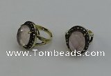 NGR2101 10*15mm faceted oval rose quartz gemstone rings