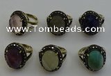 NGR2118 10*15mm faceted oval mixed gemstone rings wholesale