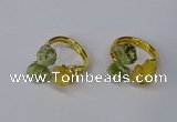 NGR212 5*8mm - 6*10mm freeform druzy agate & peridot rings wholesale