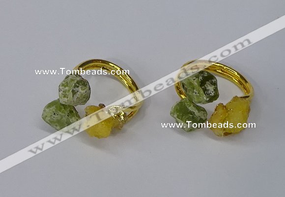 NGR212 5*8mm - 6*10mm freeform druzy agate & peridot rings wholesale