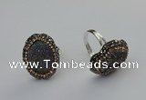 NGR2132 22*28mm - 22*30mm flower plated druzy agate rings