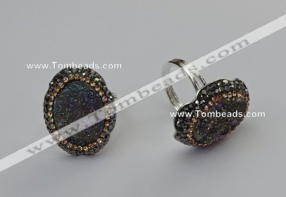 NGR2132 22*28mm - 22*30mm flower plated druzy agate rings